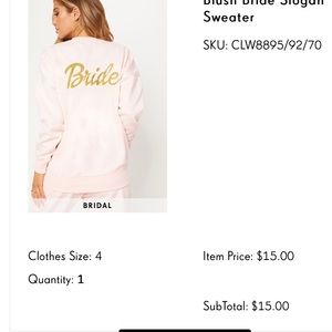 Pretty little thing blush bride slogan sweater
